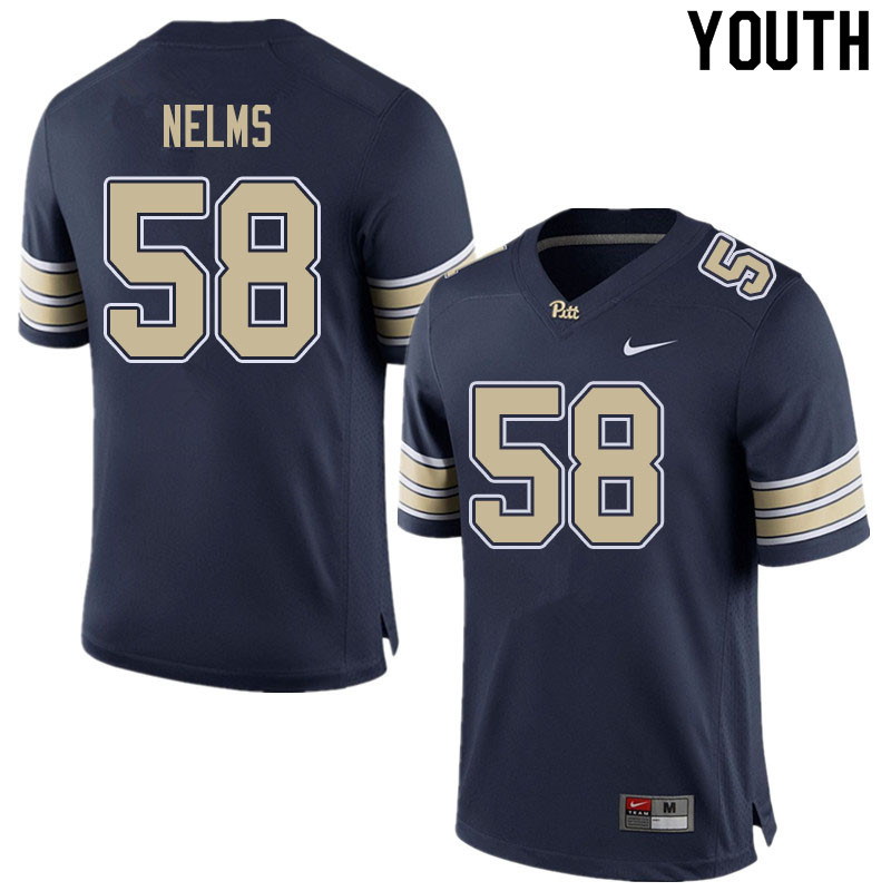 Youth #58 Bryce Nelms Pitt Panthers College Football Jerseys Sale-Home Navy